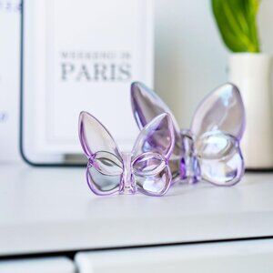 Purple  Butterfly Crystal Figurine Collection Cut Glass Collectible